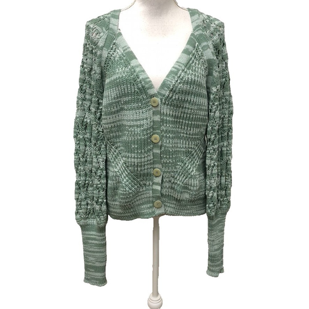 Jonathan‎ Simkhai Adelline Cardigan Sweater Jumper Green Stripe Womens Medium